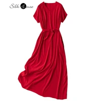 heavy silk 93natural mulberry silk niche gilt jacquard crack pendant red extended womens 2022 summer dress party evening dress