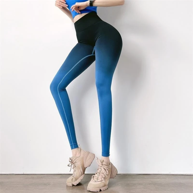 Seamless Women Leggings Gradient High Waist Push Up Ankle Length Spandex Leggings Leggins Workout Fitness Leggings Female