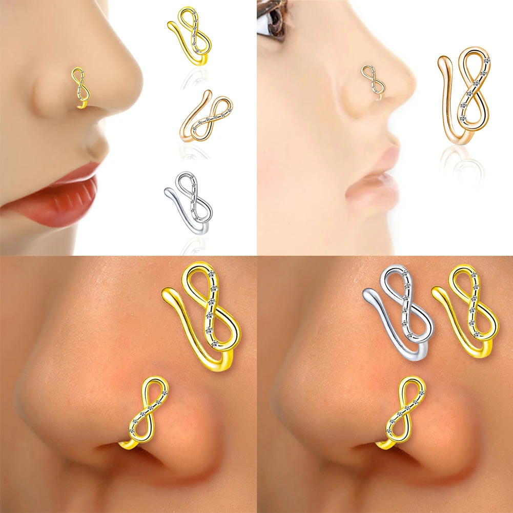 

1Pcs Nose Ring Fake Septum Piering Hiphop Punk Fashion Stainless Steel Body Jewelry Non Perforation Nose Ring Clip Free Shipping