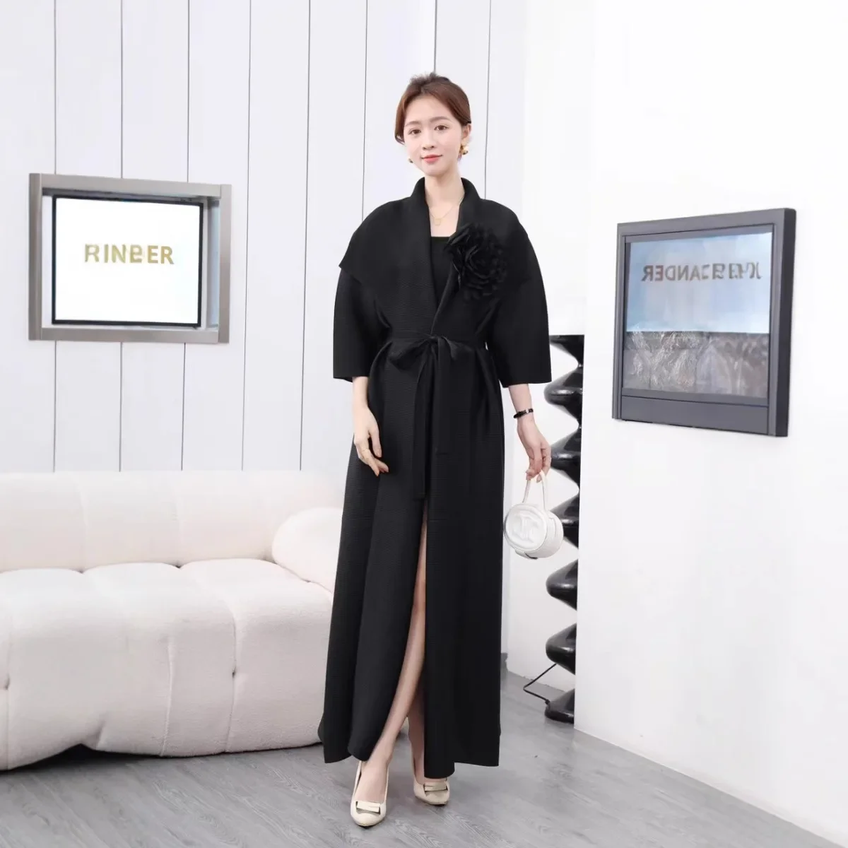 Плиссированный плащ со складками легкий халат корсажная куртка осень 2024 новые