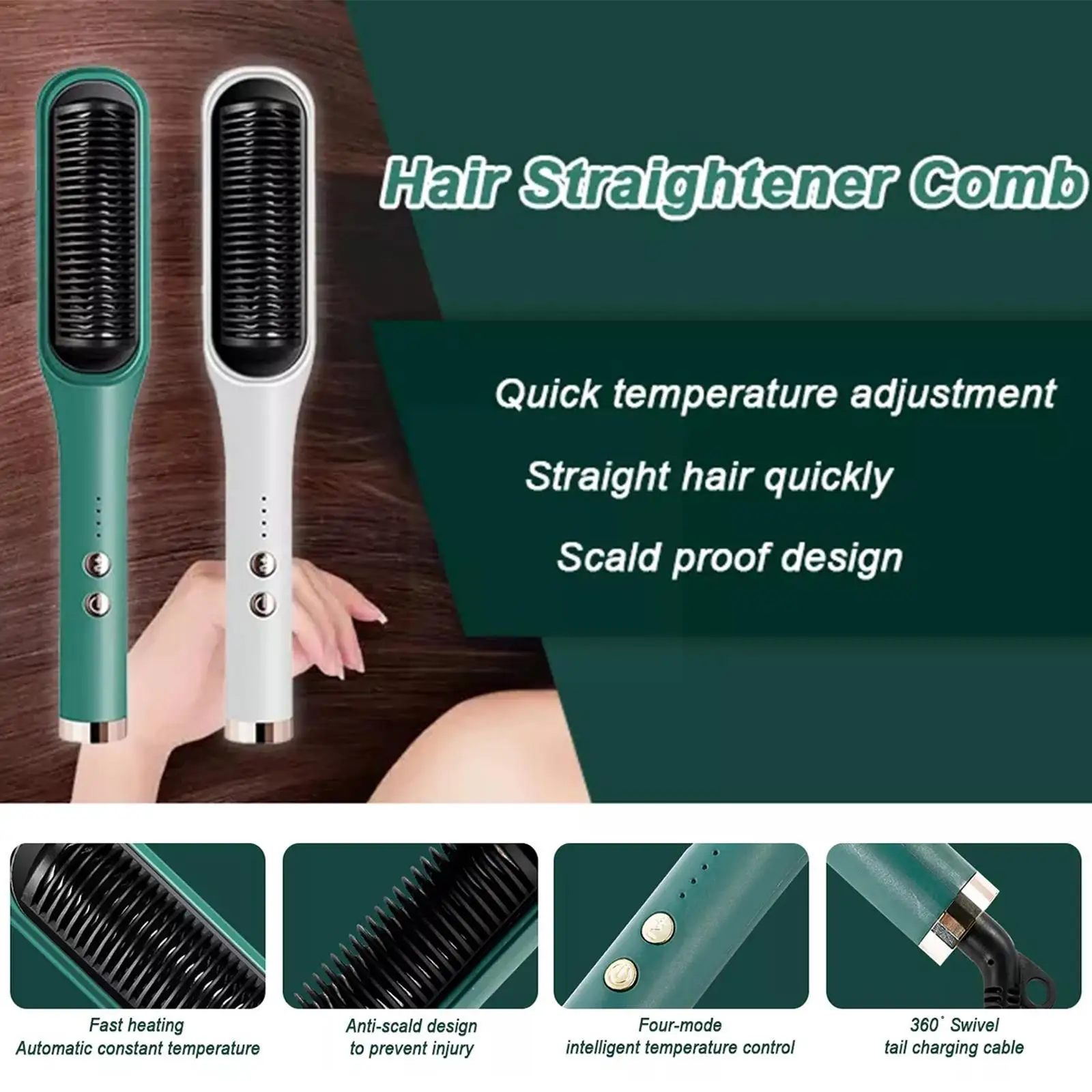 

Профессиональная щетка для выпрямления волос с защитой от ожогов, инструмент для отрицательных эффектов, горячая завивка, Стайлинг, ионное моделирование волос, прямая расческа 2022, быстрая M2Z1
