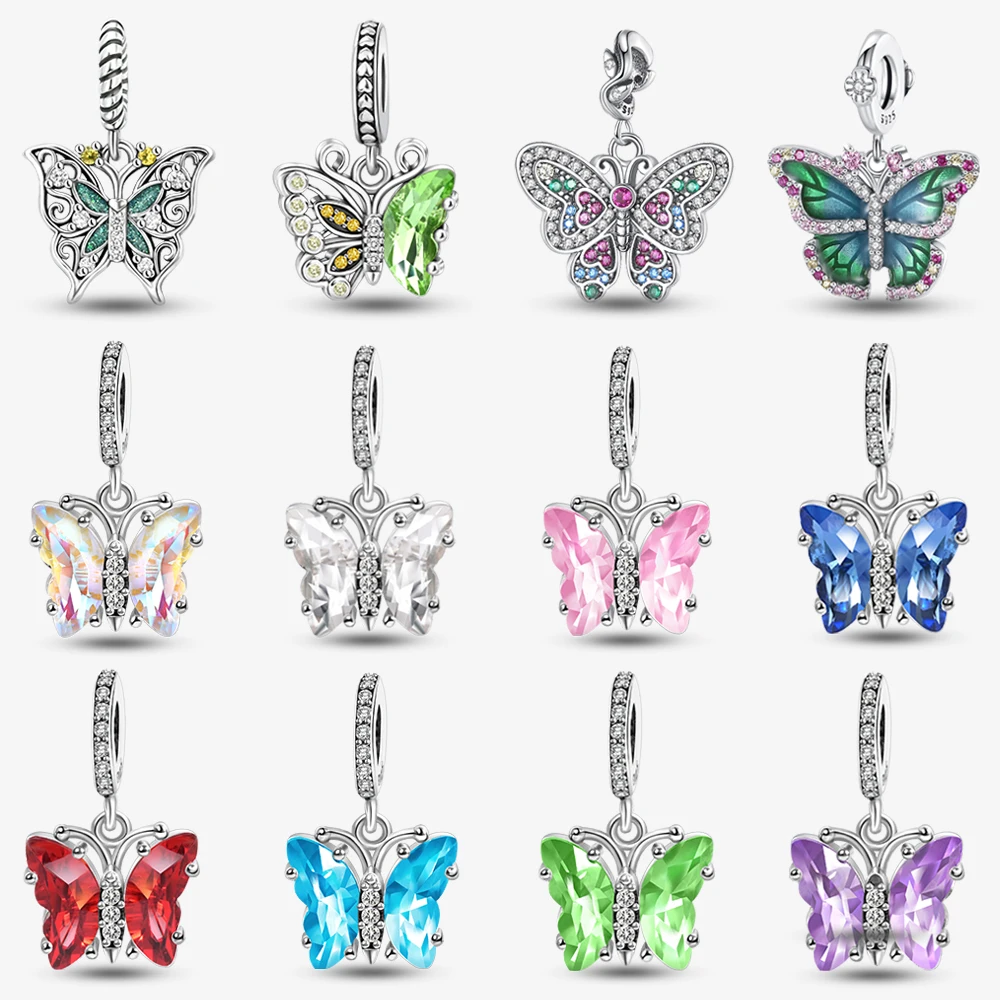 Новые стерлингового серебра 925 пробы муранское стекло бабочка насекомое