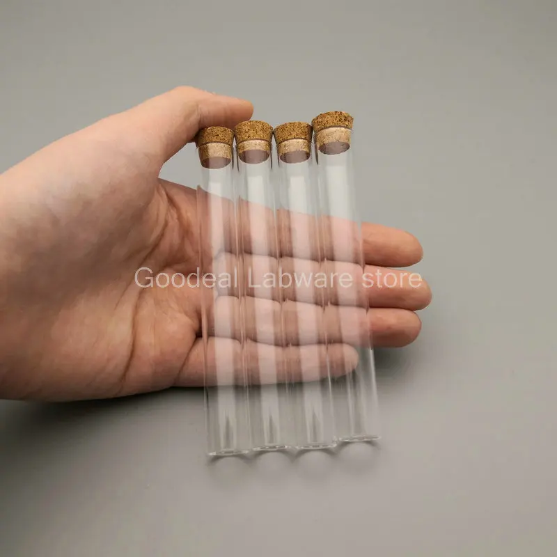 Лабораторные пробирки из стекла толщиной 13x100 мм с плоским дном и пробковыми