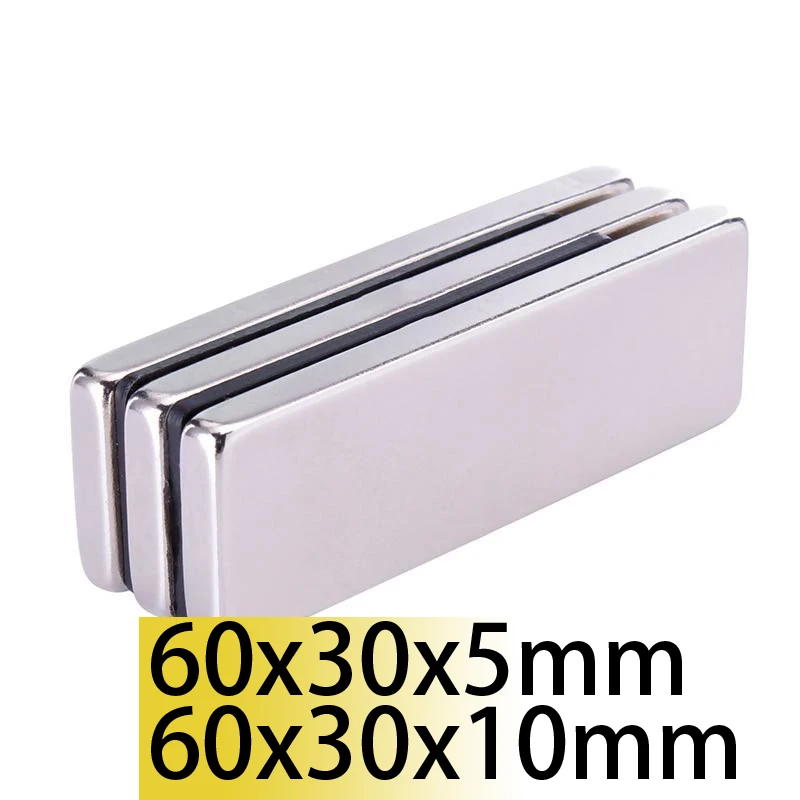 

60x30x5mm 60x30x10mm Rectangle N35 Square Neodymium Bar Block Strong Magnets Rare Earth Magnets Search Magnetic iman Fridge