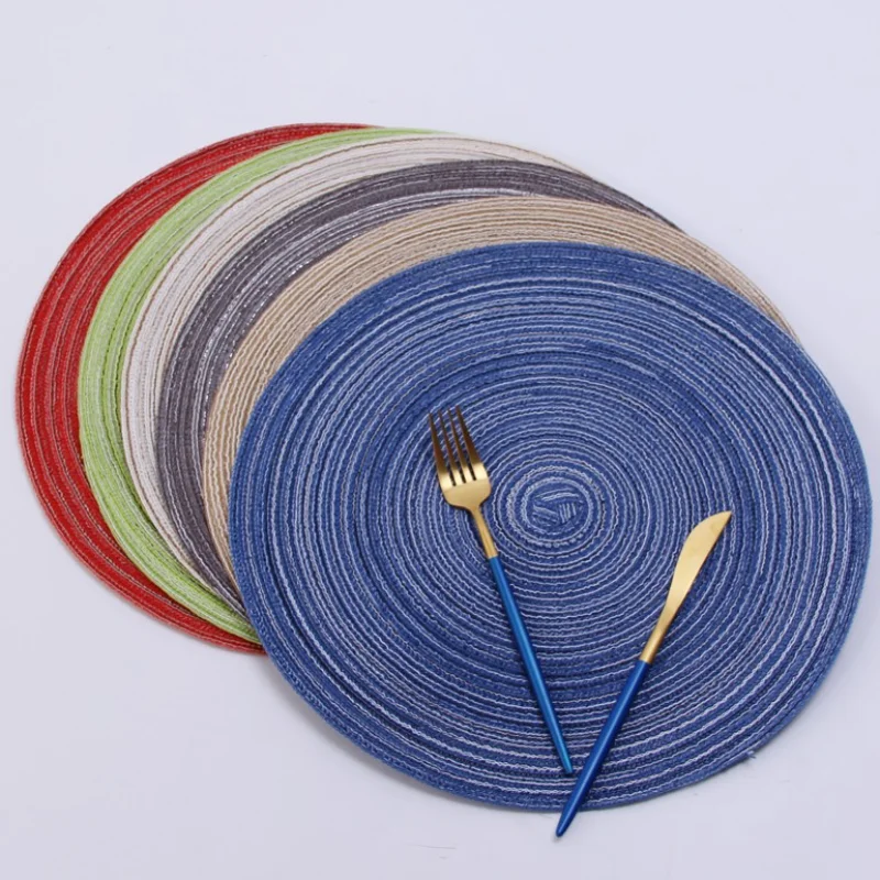 

Round Design Table Ramie Insulation Pad Solid Placemats Linen Non Slip Mat Kitchen Accessories Decoration Home Coaste