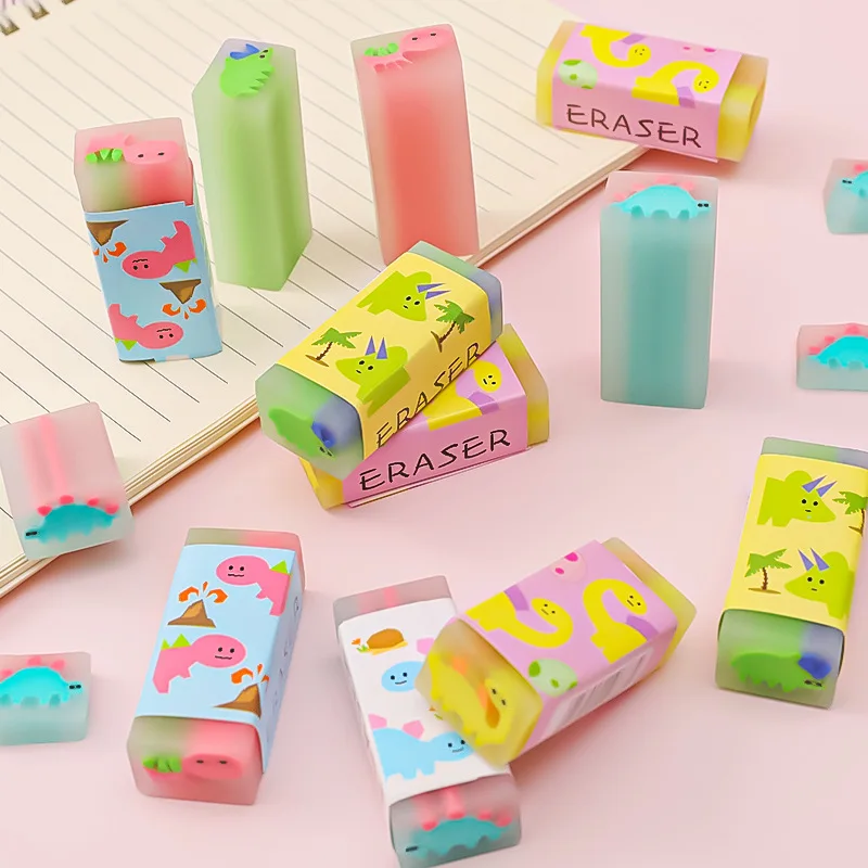 

1/2pcs Erasers Dino Stationery School Supplies Party Favors Bags Stocking Stuffers Easter Dinosaur Shape for Office Accessories