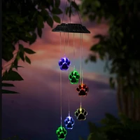 cute paw solar led wind chimes lights six outdoor pet pawprint remembrance waterproof color changing balcony yard patio decor