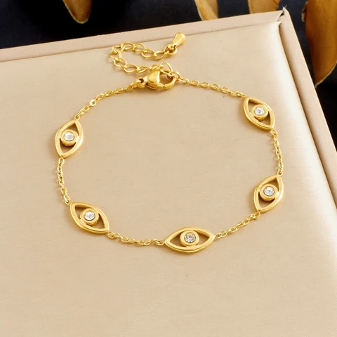 DIEYURO браслет из нержавеющей стали с золотым глазом демона