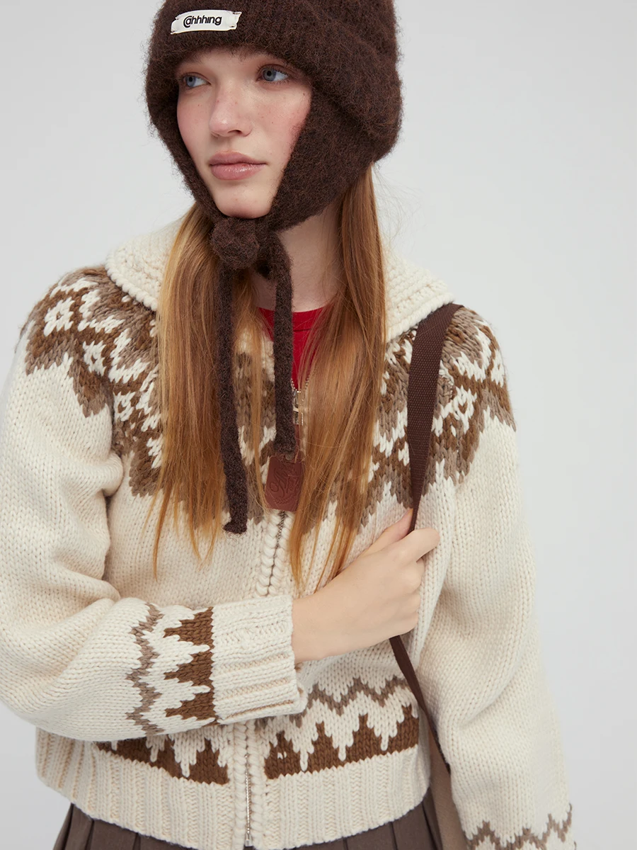 A Fairisland вязаный кардиган женский винтажный свитер толстое теплое свободное