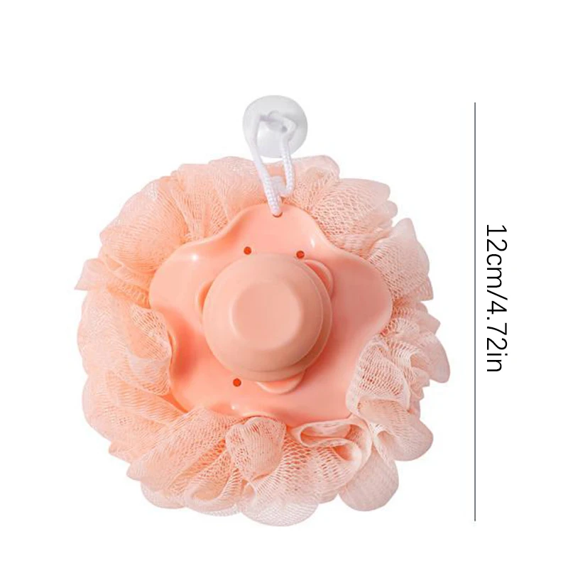 Губка для душа спонж круглого сеточного помола с мягкой ручкой мытья жидкости