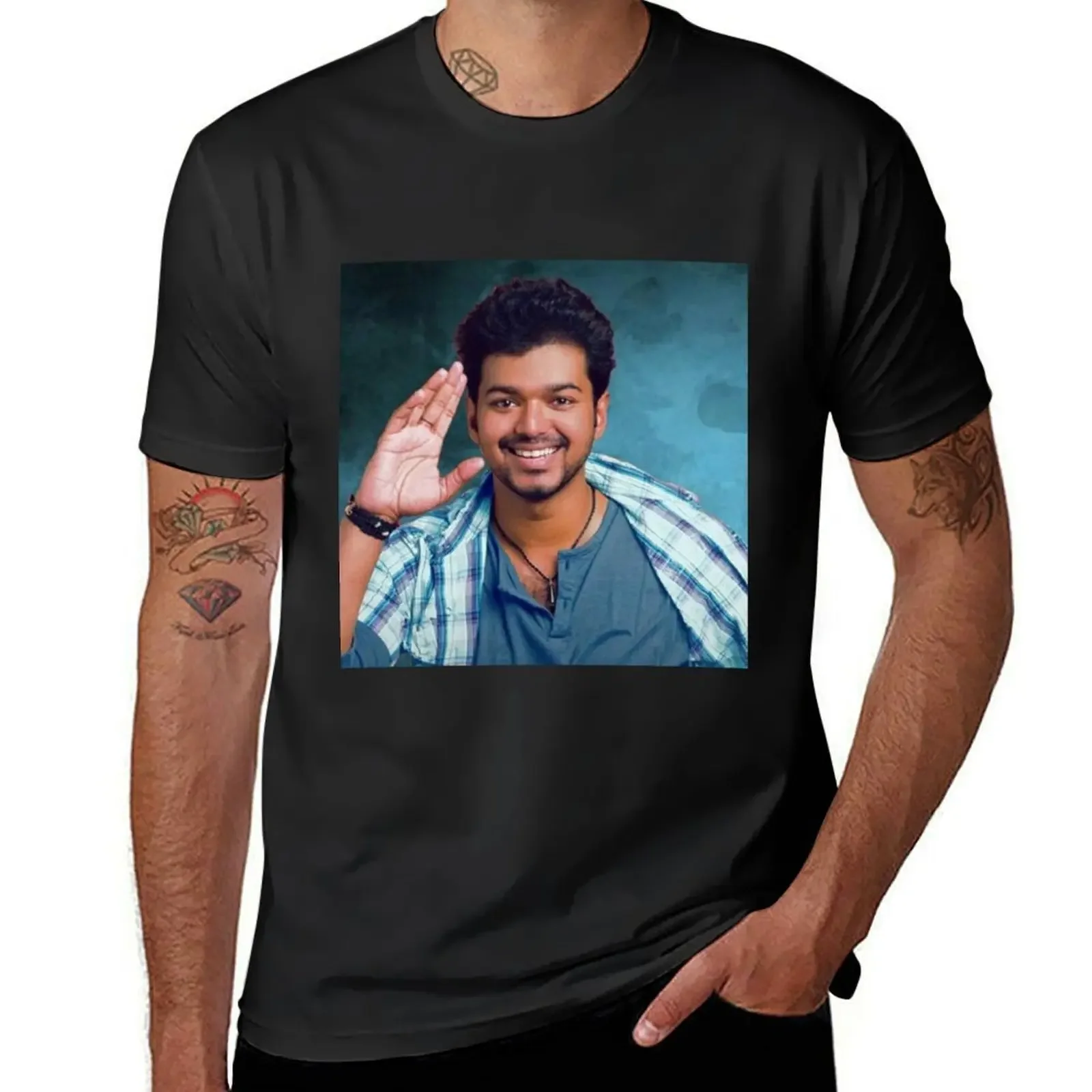 Блузка тяжелая одежда хиппи Дизайнерская мужская футболка Ilayathalapathy Vijay с