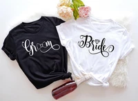 1 pcs groom and bride wedding party clothes bachelorette party couple matching t shirt graphic tee short sleeve harajuku t shirt