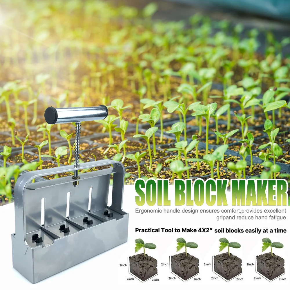 

Handheld Seedling Soil Block Maker Soil Blocker 2-Inch Soils Blocking Tool Seeds StarterTools for Greenhouse Garden Accessories