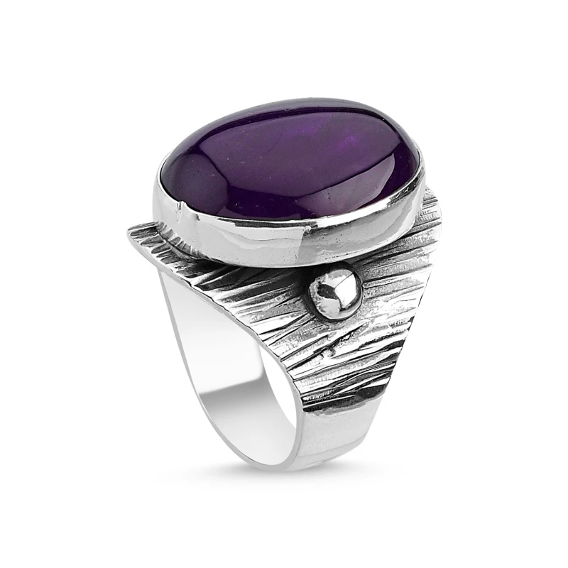 

Silver 925 Sterling Amethyst Stone Handwork Ring