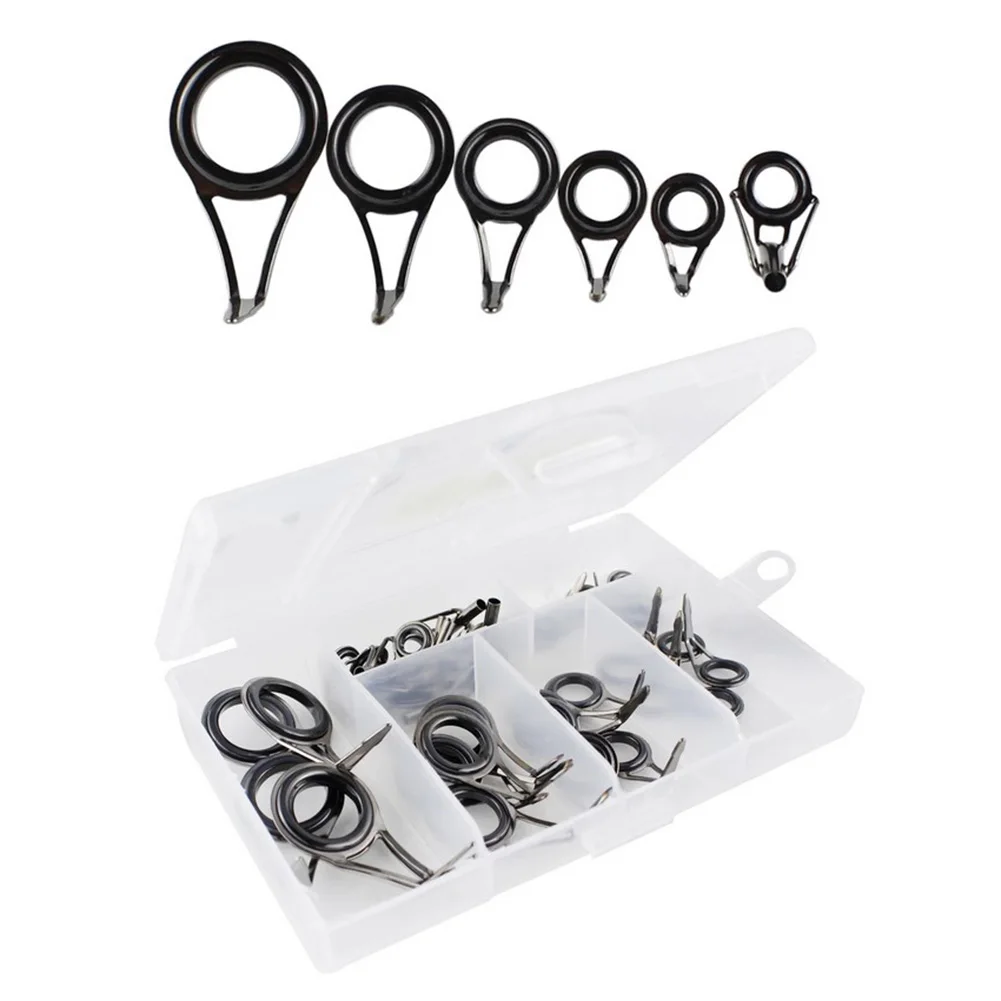 

35pcs Fishing Rod Guide Ring Rod Guide Tip Tops Repair Set Single Foot Rod Ring Building DIY Repair Rod For Saltwater