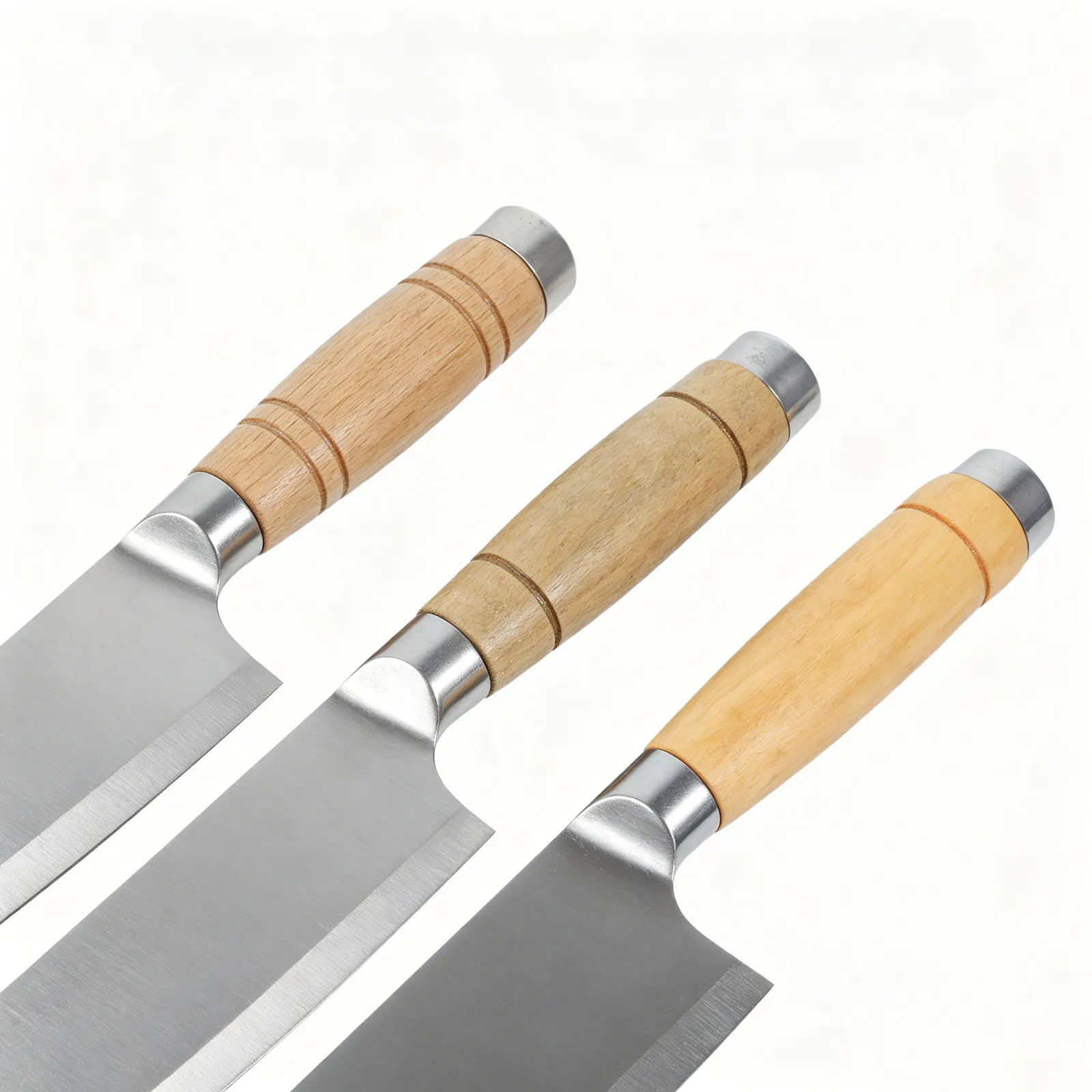 Фото Набор из 3-х рукояток для кухонных ножей из натурального цельного дерева, ручной полировки, для замены рукояток поварских ножей, японские деревянные эргономичные рукоятки №1