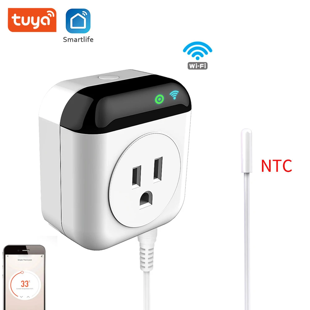 

Smart Wifi Thermostat Plug Outlet Temperature Controller 10A Wireless Plug-in Socket Schedule Timer Electric Switch for Heating