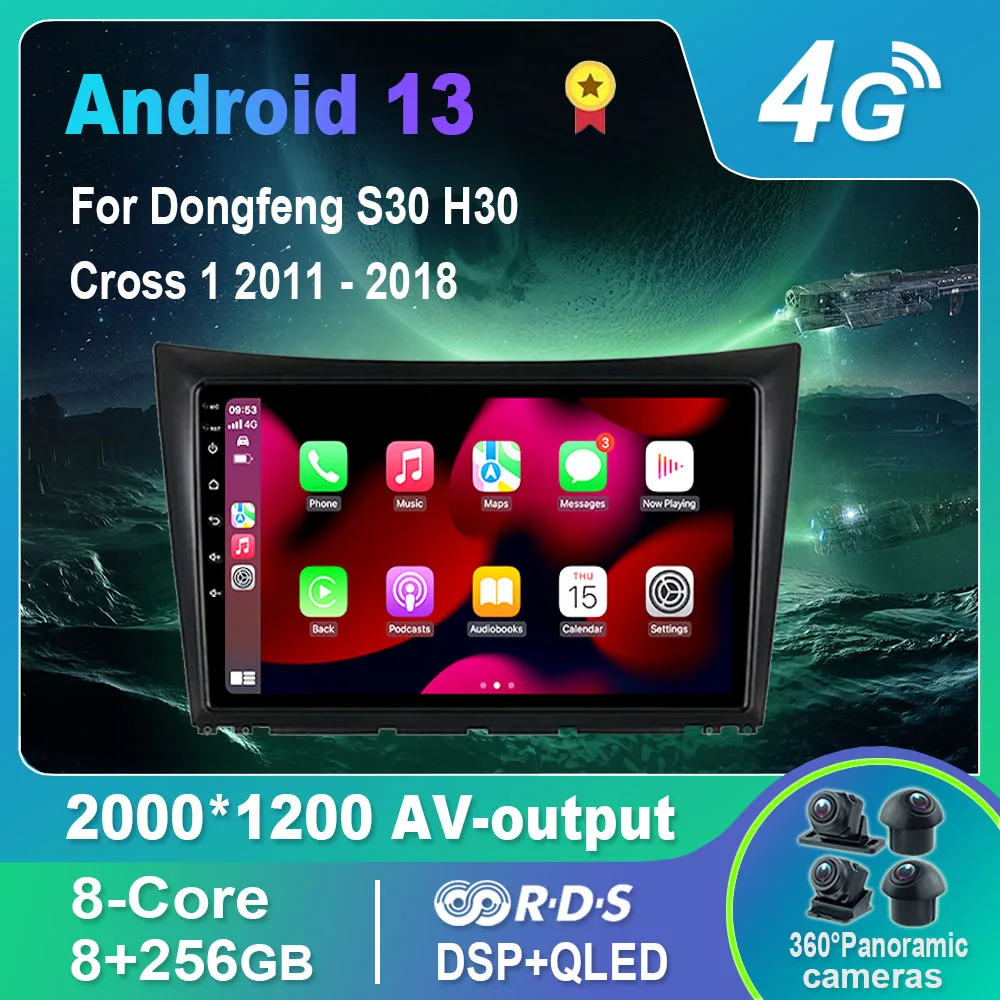 

Автомагнитола на Android 13,0/Мультимедийный видеоплеер для Dongfeng S30 H30 Cross 1 2011-2018 GPS QLED Carplay DSP 4G WiFi Bluetooth