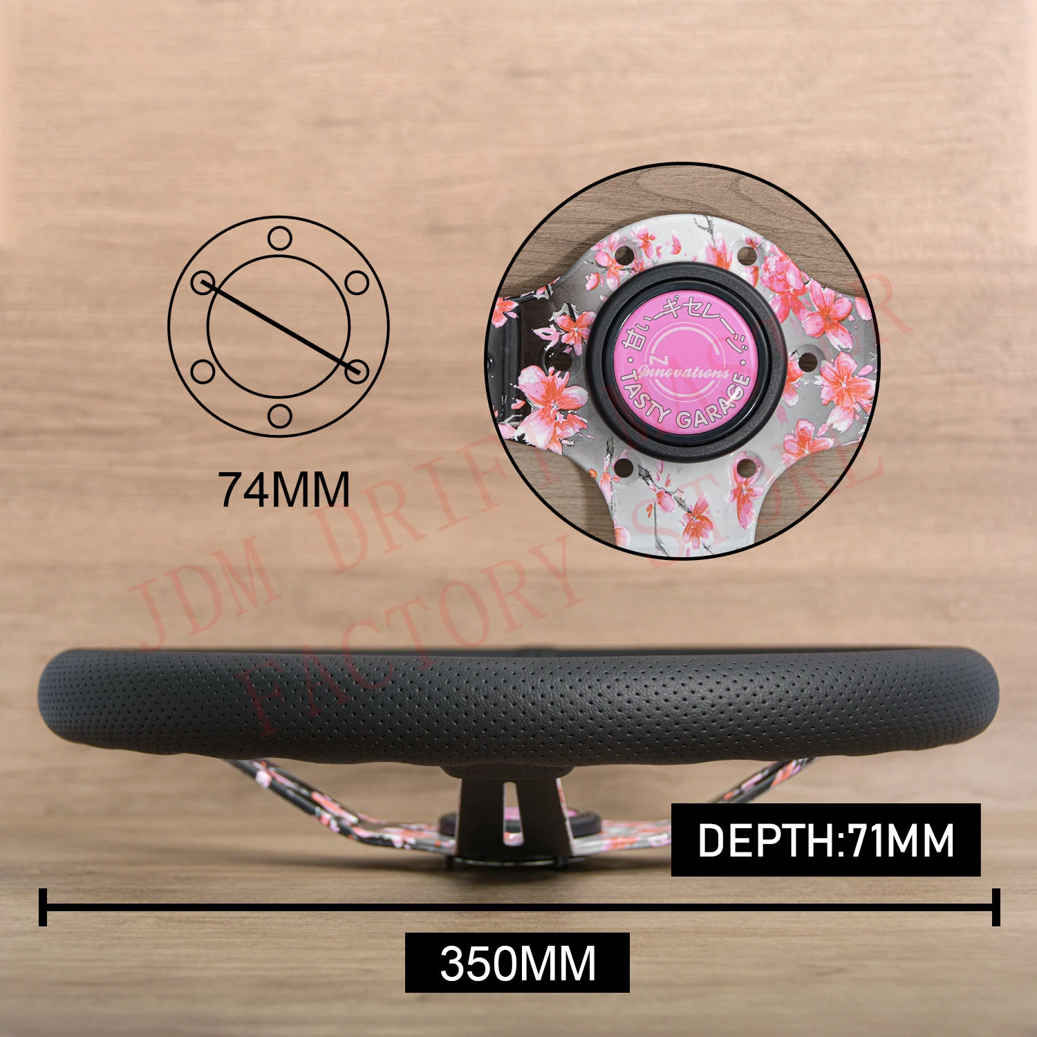 Универсальный 14-дюймовый перфорированный кожаный руль JDM Drift Flower Sim Racing