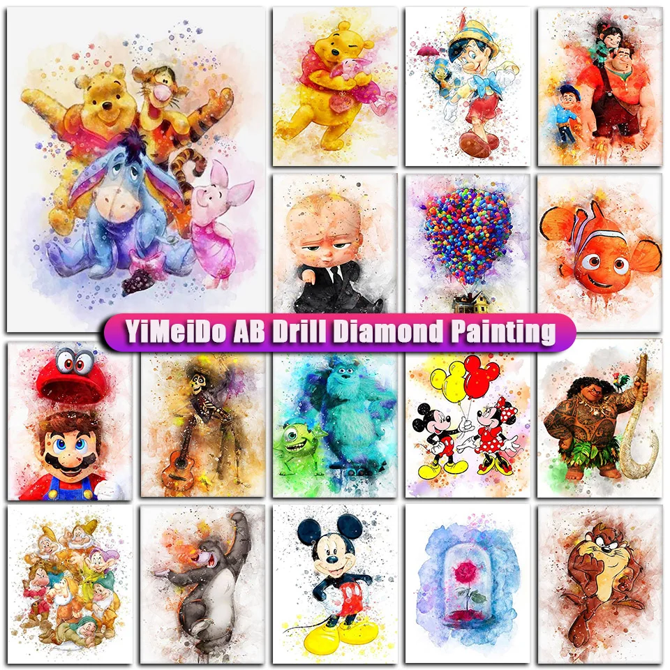 

Disney DIY 5D AB Diamond Painting Winnie the Pooh for Children Picture Full Drill Diamond Embroidery Mosaic cartoon Home Decor