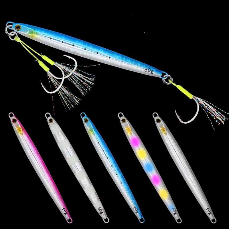 

HYSBOY 40g 60g 80g Artificial Baits Saltwater Fishing Lures Slow Jig With Pike Assist Hook Jigging Lure Fish Tackle Pesca