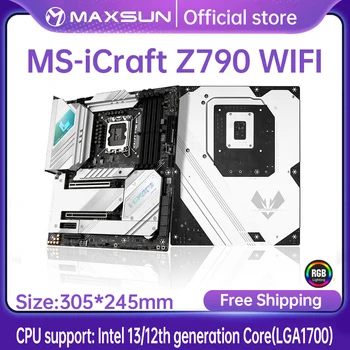 MAXSUN ATX iCraft Z790 WIFI Motherboard RGB 4*M.2 4*DDR5 PCIE5.0 LGA1700 Support Intel 12th/13th Core Computer Game Mainboard 1