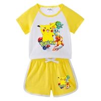 2022 childrens suit pikachu summer new childrens clothing baby short sleeve t shirt shorts casual two piece suit tide suit
