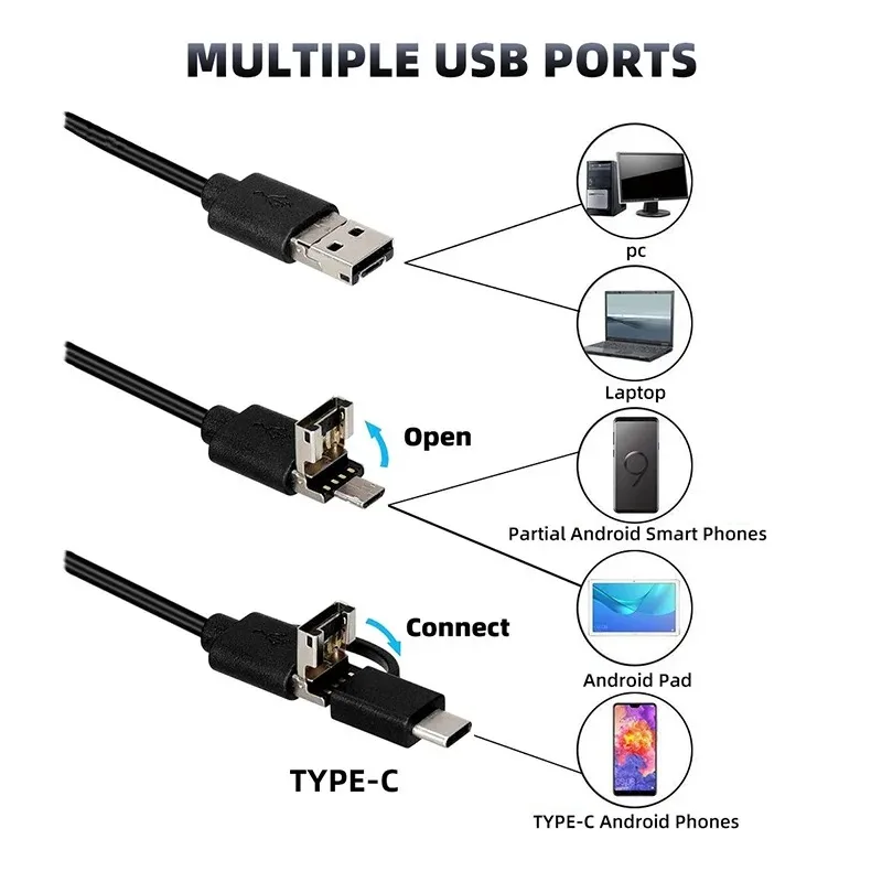 Камера-эндоскоп с USB Type-C 7 0 мм 6 светодиодов