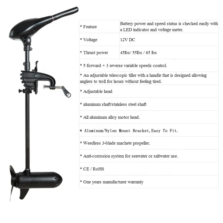 12 В 45/55/65 фунтов портативный складной электрический привод Троллинговый