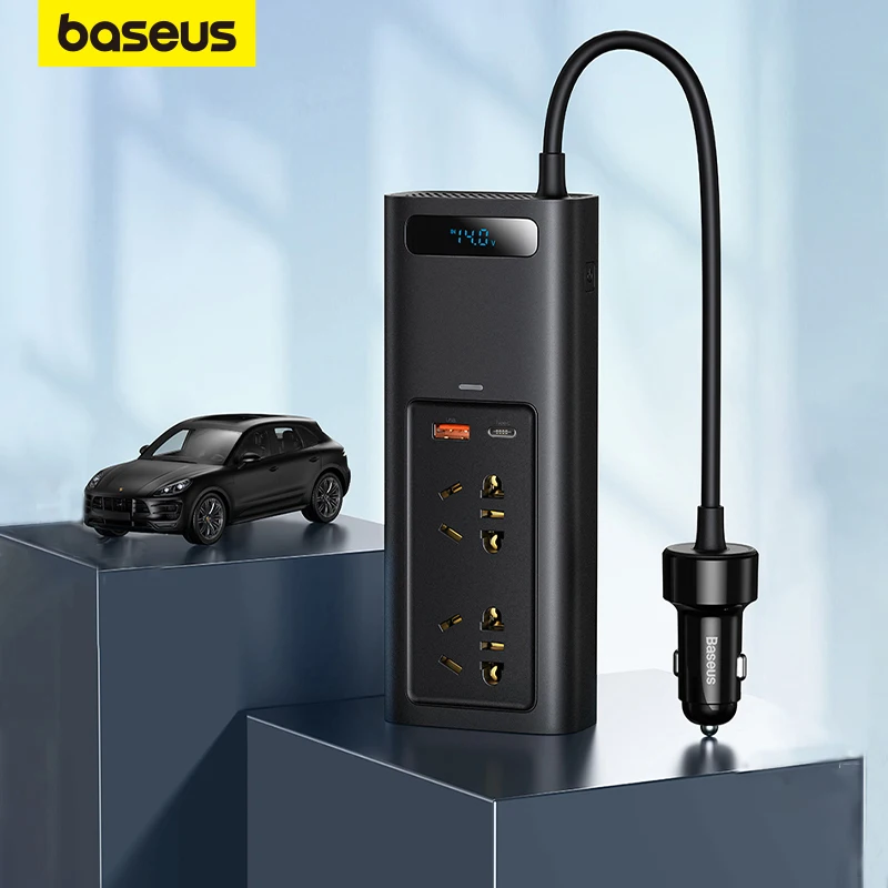 Автомобильный инвертор Baseus, преобразователь постоянного тока 12 В в переменный ток 220 В 150 Вт, автомобильное зарядное устройство USB Type-C для быстрой зарядки, розетка стандарта ЕС