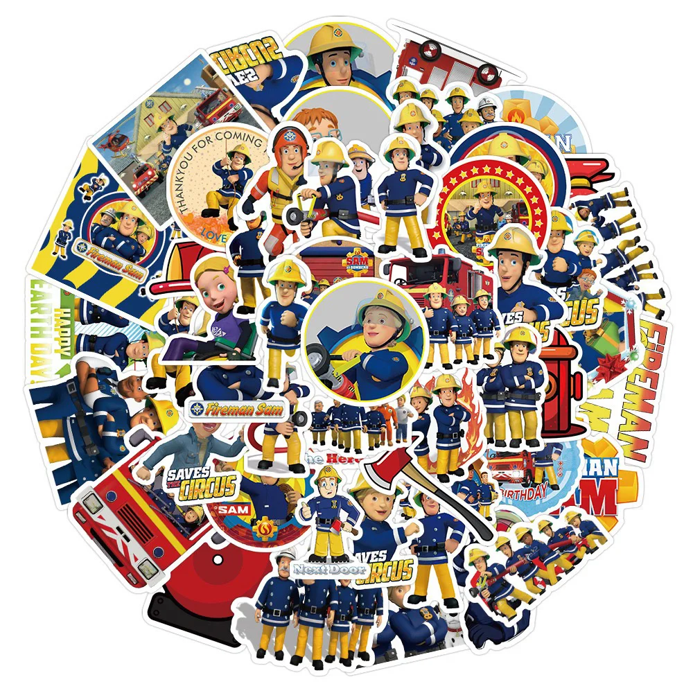 10/30/50Pcs Sicherheit Bildung Fireman Sam Cartoon Aufkleber Diy Laptop Gepäck Skateboard Graffiti Decals Aufkleber Für Kid Spielzeug