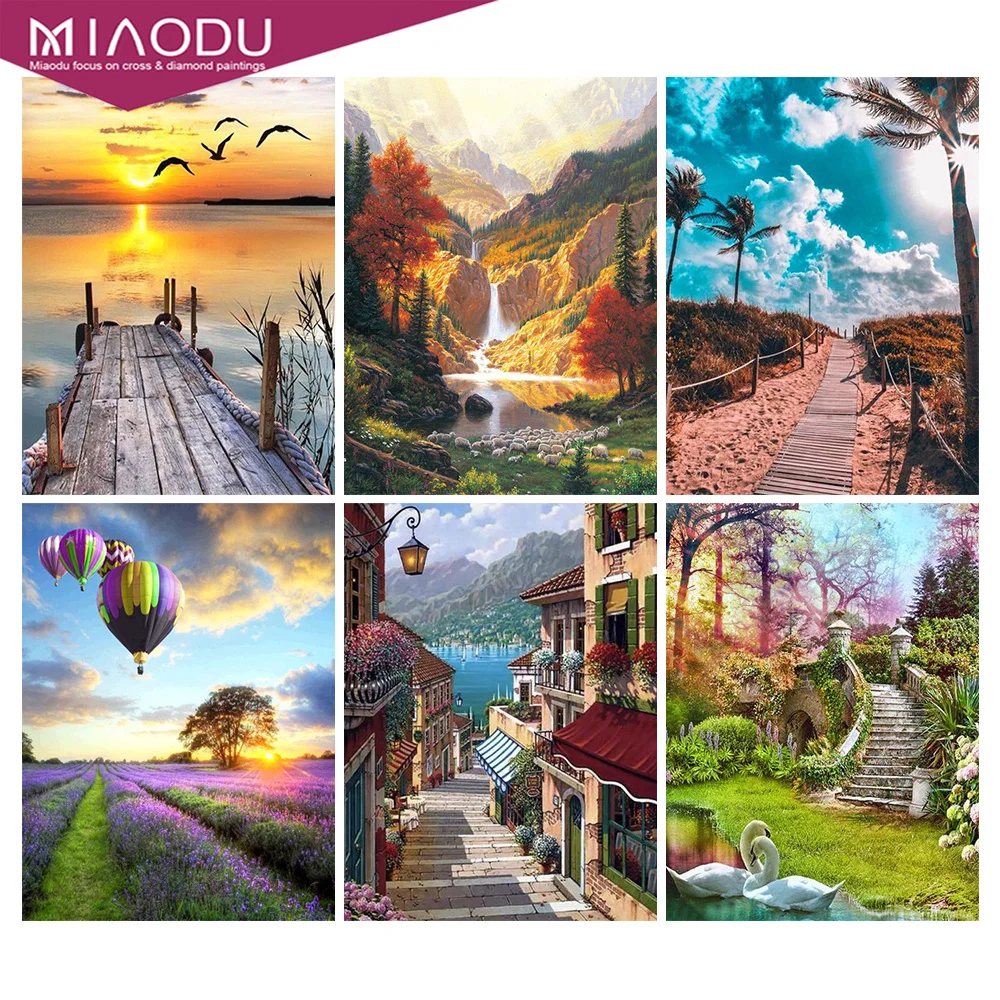 

Miaodu 5D Diamond Painting Round Drill Scenery Cross Stitch Diamond Mosaic Embroidery Picture Rhienstones Art Home Decor Gift