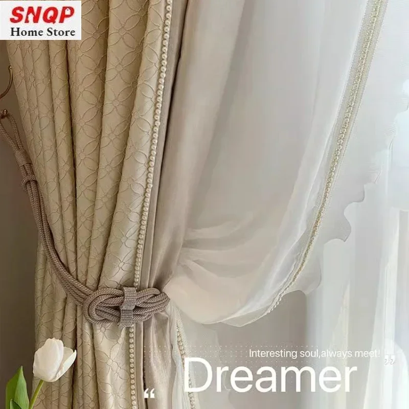 Роскошная французская кремовая мягкая занавеска для гостиной с текстурой