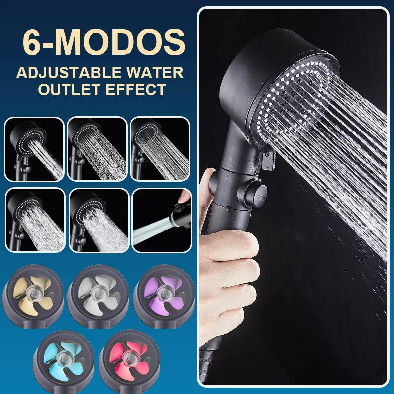 

Shower Head Water Saving 5 Modes Adjustable High Pressure Showerhead Handheld Spray Nozzle Bathroom Accessories 5Colors