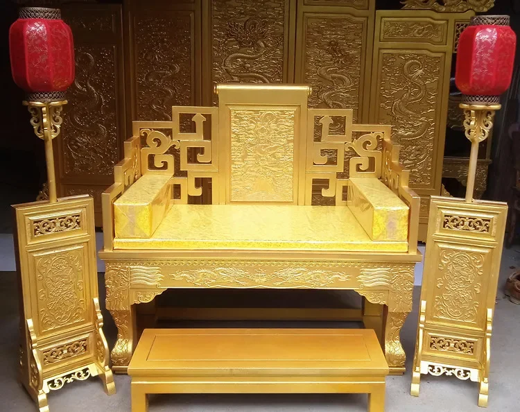 Золотое кресло дракона из цельного дерева трон мастер-стул медитация сиденье