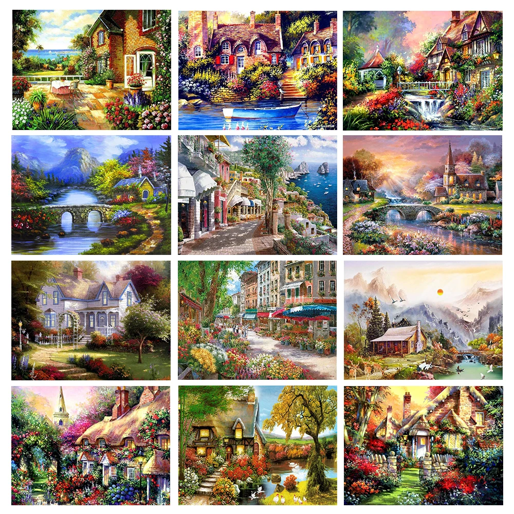 

5D Алмазная мозаика «сделай сам», серия «Вилла Крик», полностью квадратная, круглая, пейзаж, алмазная вышивка, Набор для вышивки крестиком, ис...