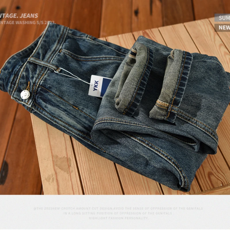 2023 Spring Summer New Vintage Letter Embroidery Jeans for Men Clothing Casual Washed Streetwear Oversize Men Trousers A5917