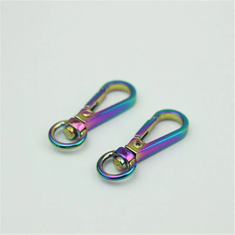 20Pc 9/13mm Rainbow Colored Snap Hook Buckle Key Chain Ring Bag Strap Hardware Swivel Trigger Clips Bags Strap Metal Accessories
