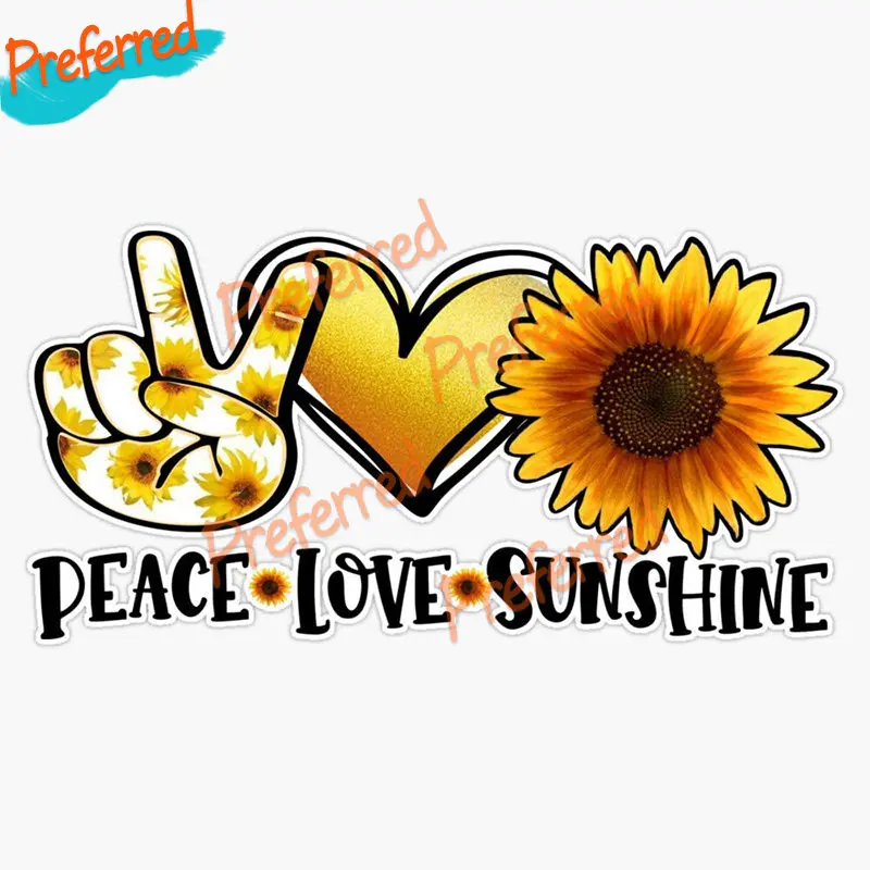 

Автомобильная наклейка Peace Love Sunflower Pretty Girly, летняя Водонепроницаемая Наклейка на окно ноутбука, бампер, мотоциклетный шлем, багажник, Виниловая наклейка