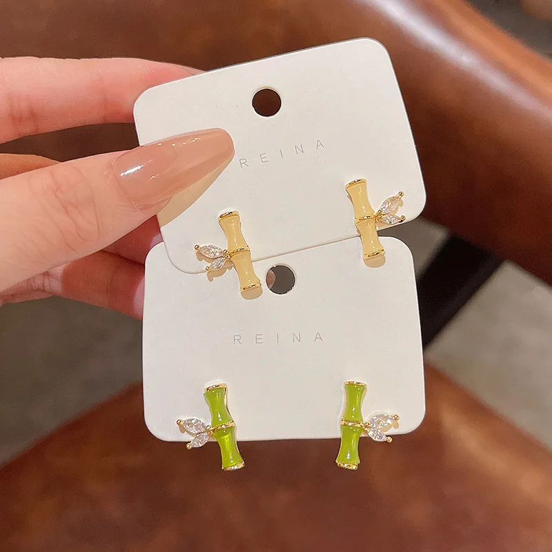 

New luxury niche opal bamboo earrings