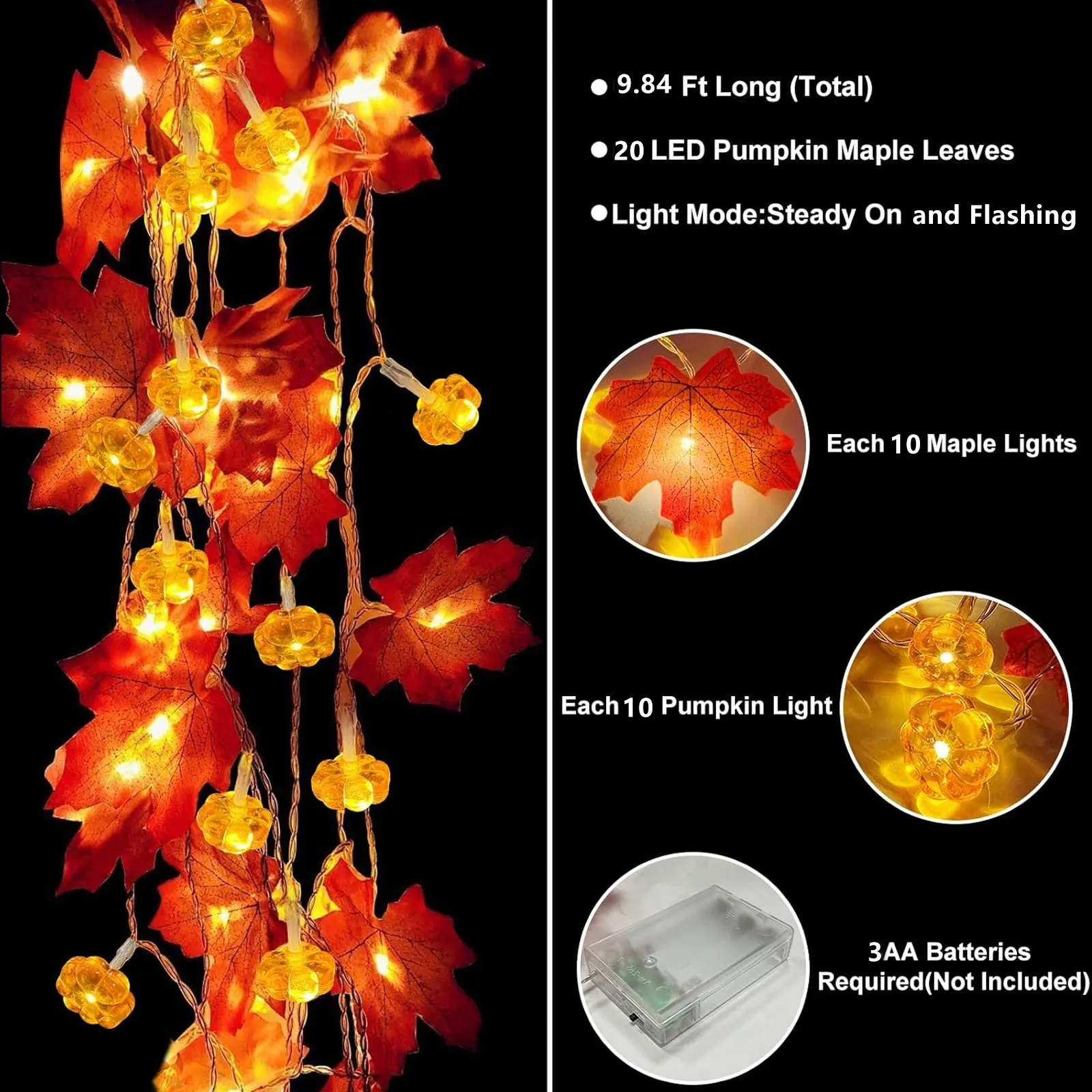 LED Maple Leaf Light String Halloween Thanksgiving Garden Party Decoration Lights halloween outdoor decorations decor