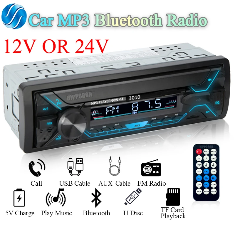 

Автомагнитола SINOVCLE 60Wx4, Мультимедийный MP3-плеер с поддержкой Bluetooth, AUX/USB/TF карт, с цветным светом, Типоразмер 1DIN