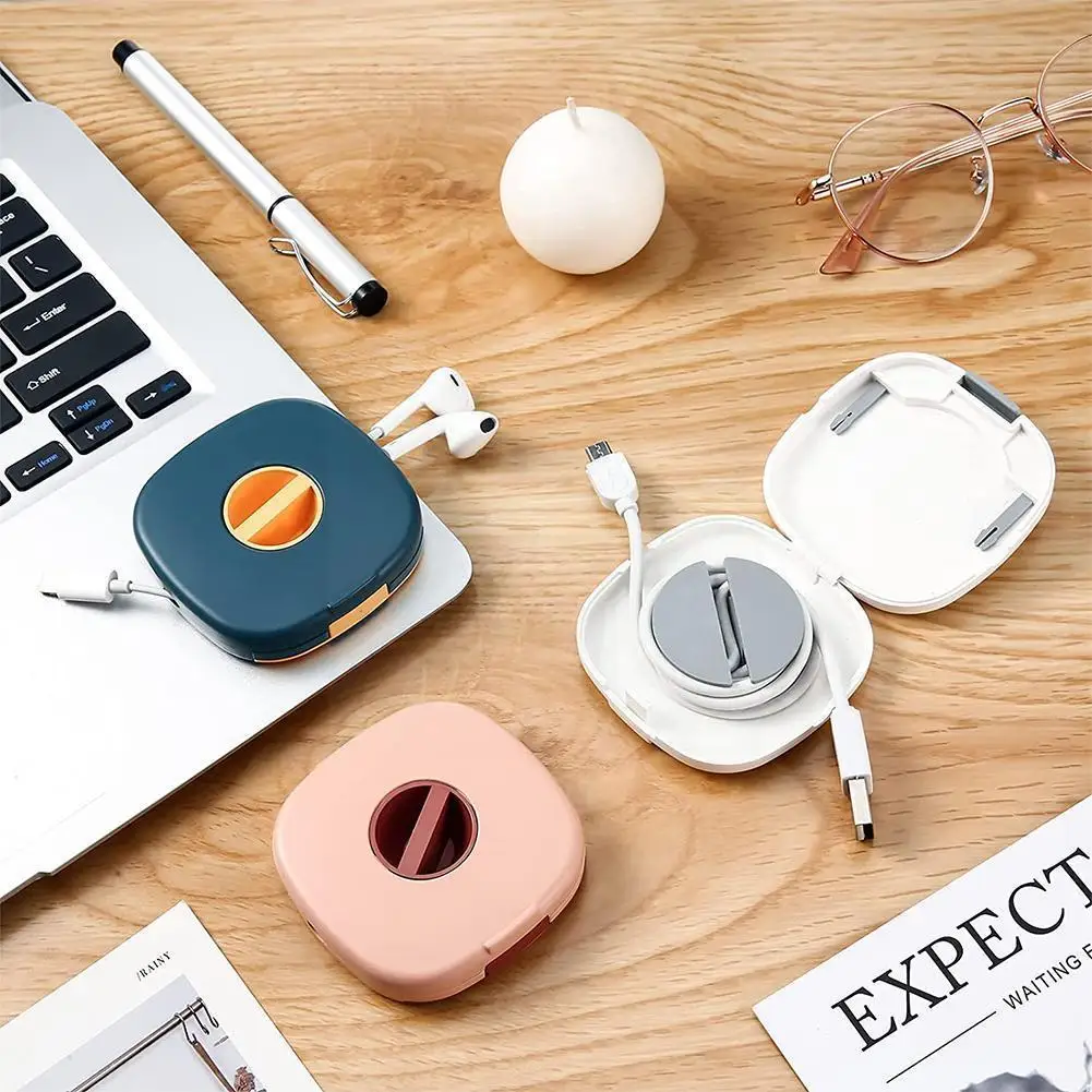 

Коробка для хранения кабеля, вращающаяся коробка для хранения кабеля данных, коробка для сортировки кабеля для наушников, органайзер, заряд...