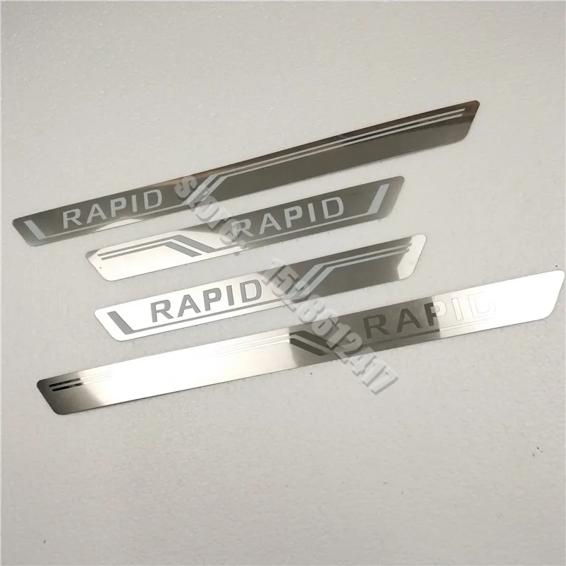 

Stainless Steel Door Sill Scuff Plate Stickers Protector Guard Welcome Pedal Threshold Car Styling for Skoda Rapid 2012-2016