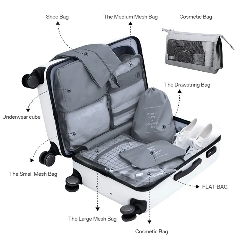 6/7/8PCS Packing Cubes for Travel Luggage Organiser Bag Compression Pouches Clothes Suitcase, Packing Organizers Storage Bags fo