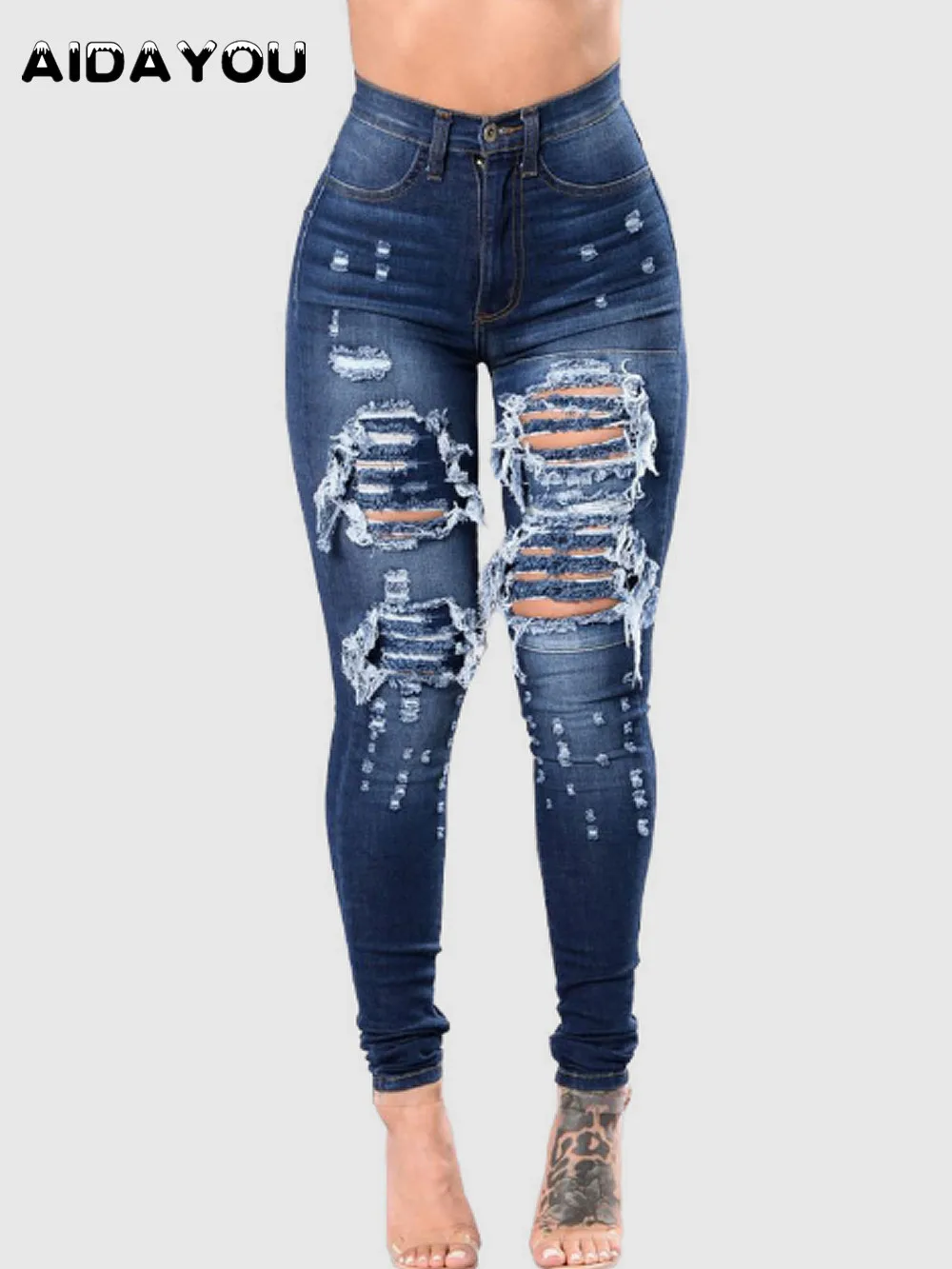 

Women's Ripped Jeans Distressed Denim Pants Embroidered Tall Girl Stretch Skinny Hole Boyfriend Colombia Mexico Brazil Style