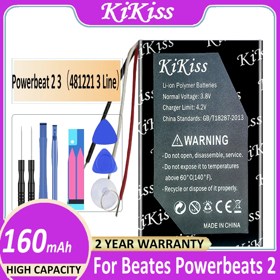 

Original KiKiss Battery Powerbeat 2 3 (481221 3 Line) 160mAh for Beates Wireless PB2 3 Powerbeats 3 Powerbeats3 Powerbeats2