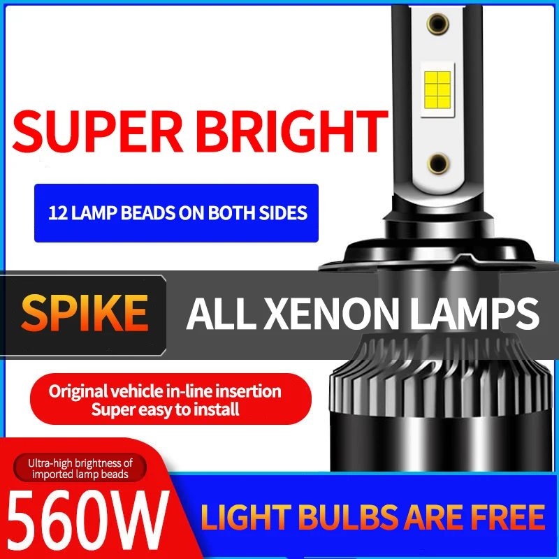 

DOCI Car LED Headlight 69000ML 560W Super Bright H7 H1 H4 Bulb High and Low Beam Light 9005 White Strong Light Laser Car Light