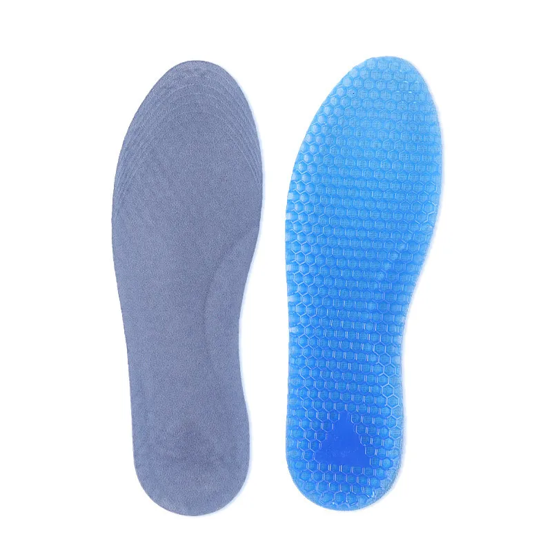 TPR Unisex Velvet Honeycomb Non-slip Shock-absorbing Sports Sweat-absorbing Cutable Gray Casual Soft Insole Non Slip Shoe Pads