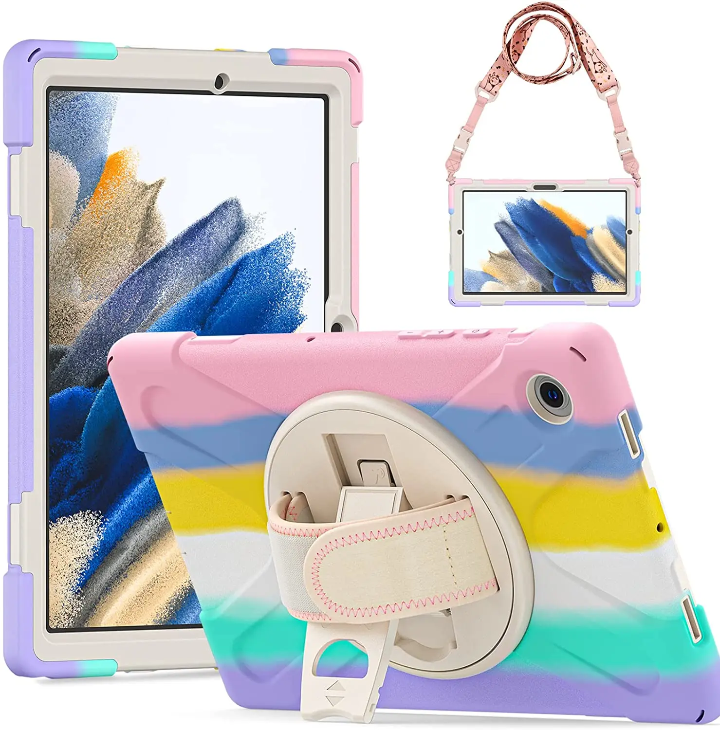 

Case for Galaxy Tab A8 10.5 Case 2021 for Kids Girl Samsung Galaxy Tab A8 X200 X205 X207 Heavy Duty Kids Proof Cover with Straps